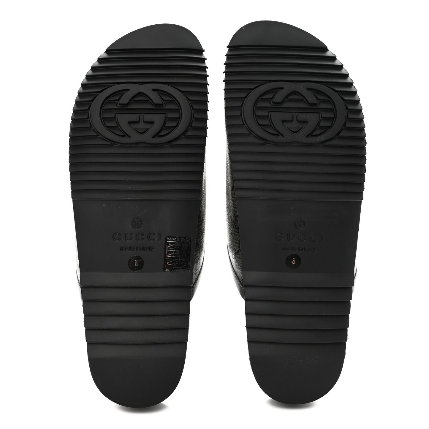 GG Supreme Monogram Granada Kid Mens Horsebit Lug Sole Mules 8 Grey Black