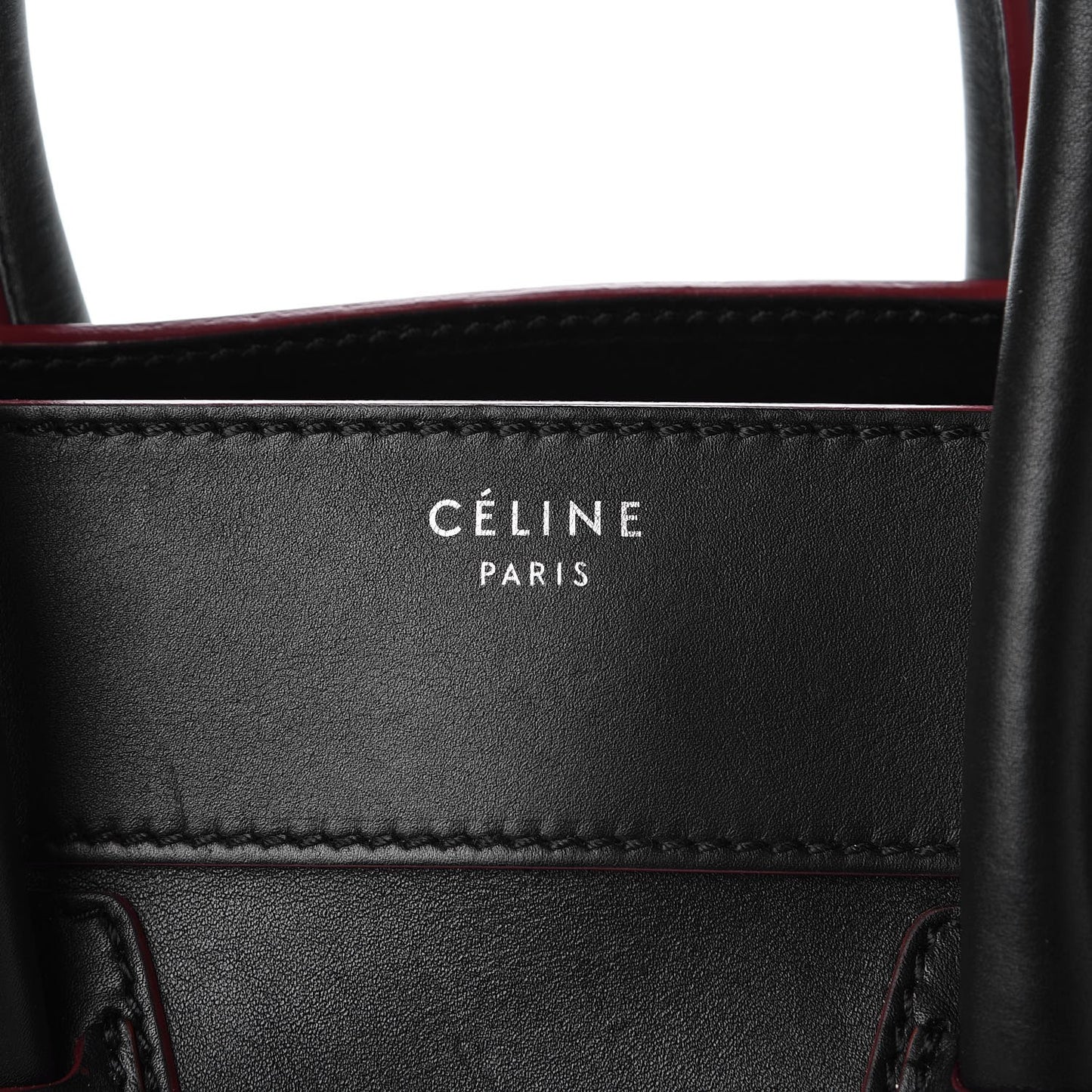 Smooth Calfskin Mini Luggage Black Pink Trim