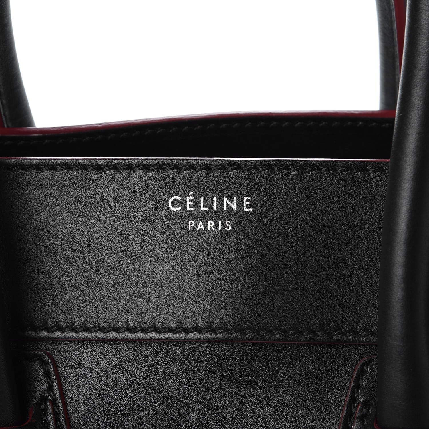 Celine Smooth Calfskin Mini Luggage Black Pink Trim 7 of 14