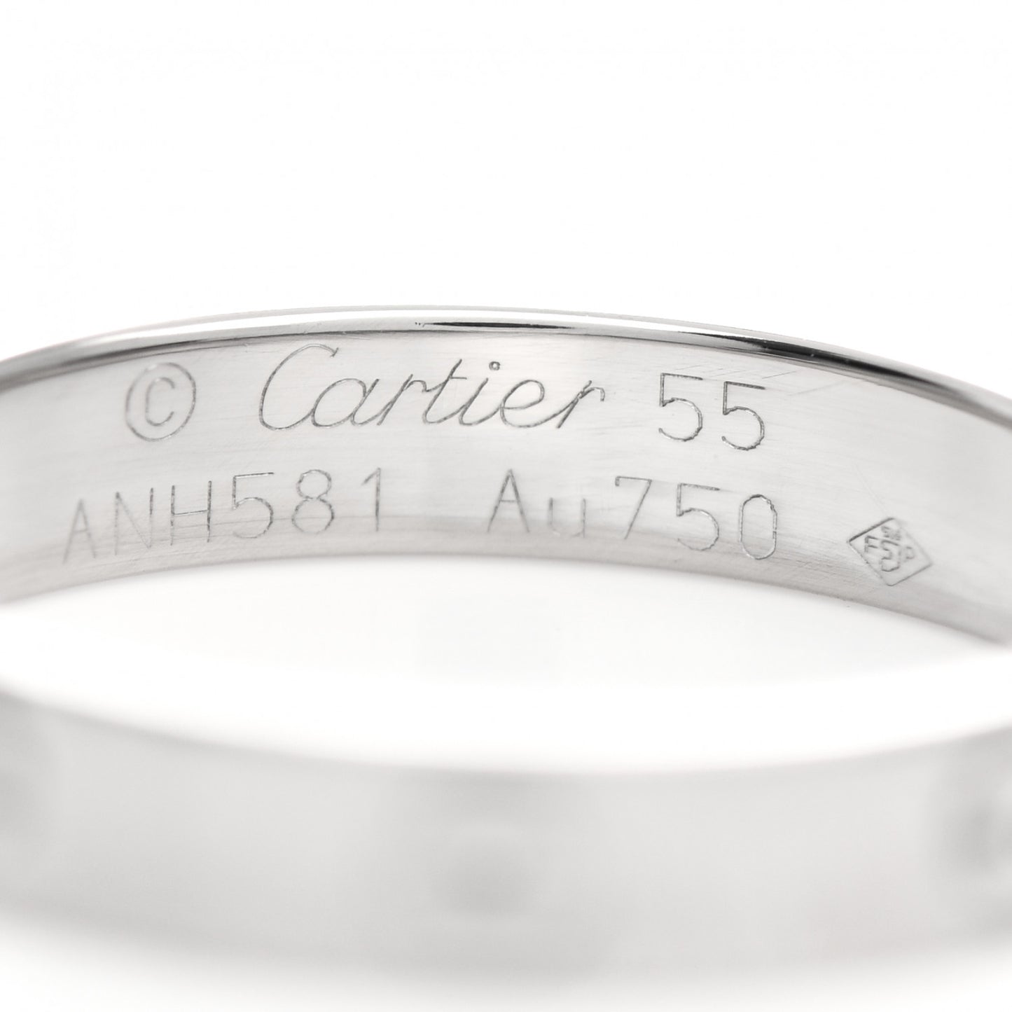18K White Gold 3.5mm LOVE Wedding Band Ring 55 7.25