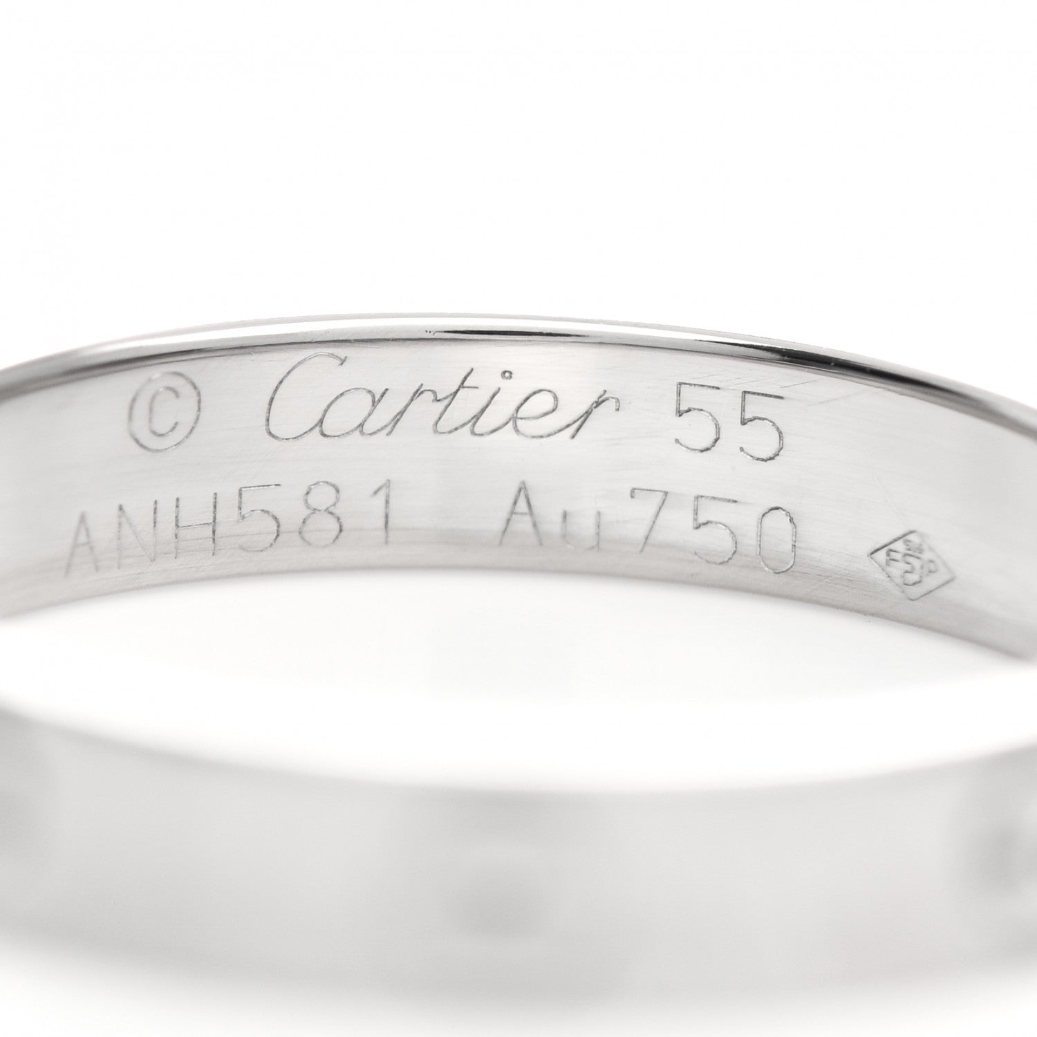 Cartier 18K White Gold 3.5mm LOVE Wedding Band Ring 55 7.25 4 of 4
