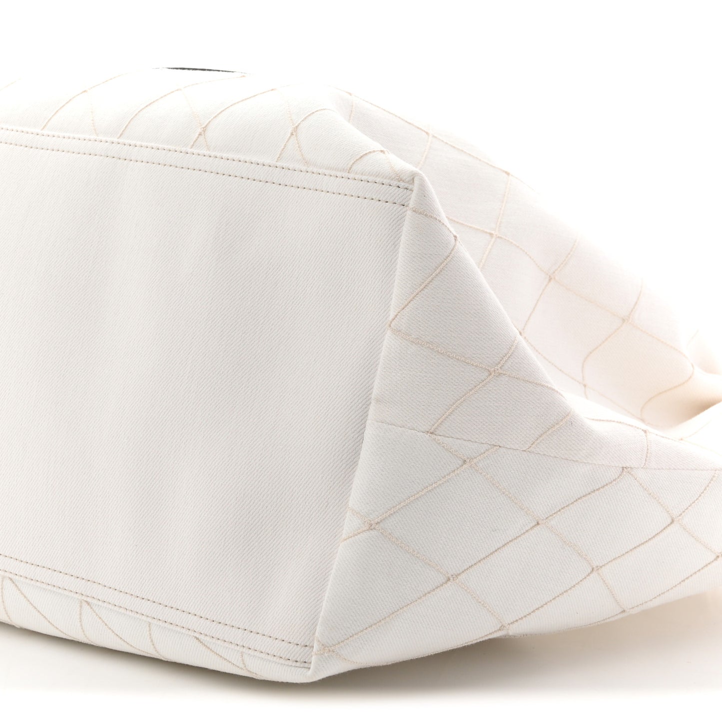 Denim Calfskin Quilted Coco Beach Small Shopping Tote White Black