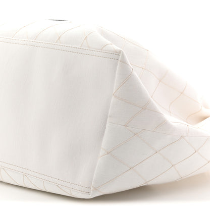 Chanel Denim Calfskin Quilted Coco Beach Small Shopping Tote White Black 11 of 11