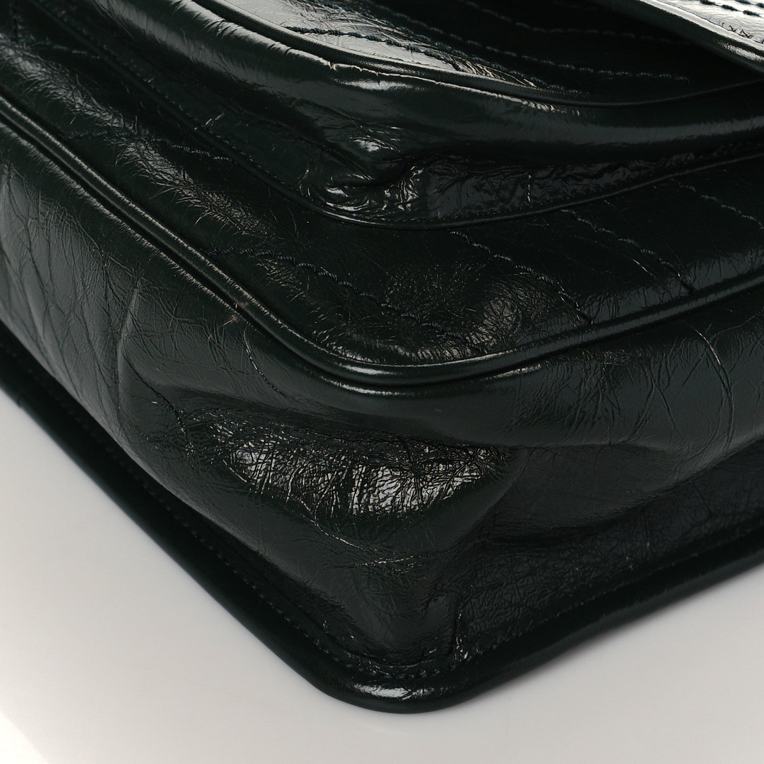 Saint Laurent Crinkled Calfskin Matelasse Monogram Medium Niki Chain Satchel Military Olive 9 of 9