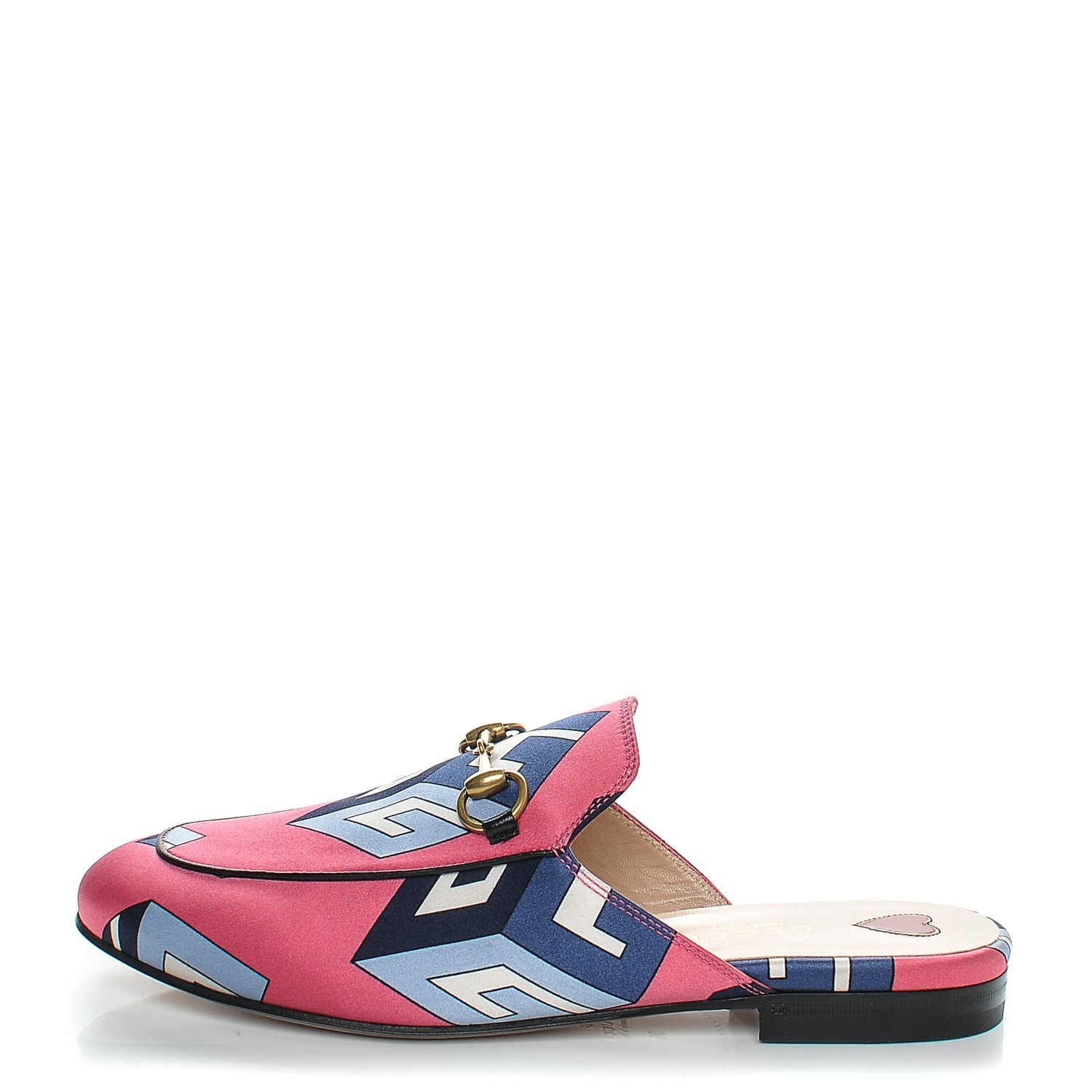 Gucci Satin GG Wallpaper Womens Princetown Slippers 36 Pink Flamboyant Blue Black 1 of 7
