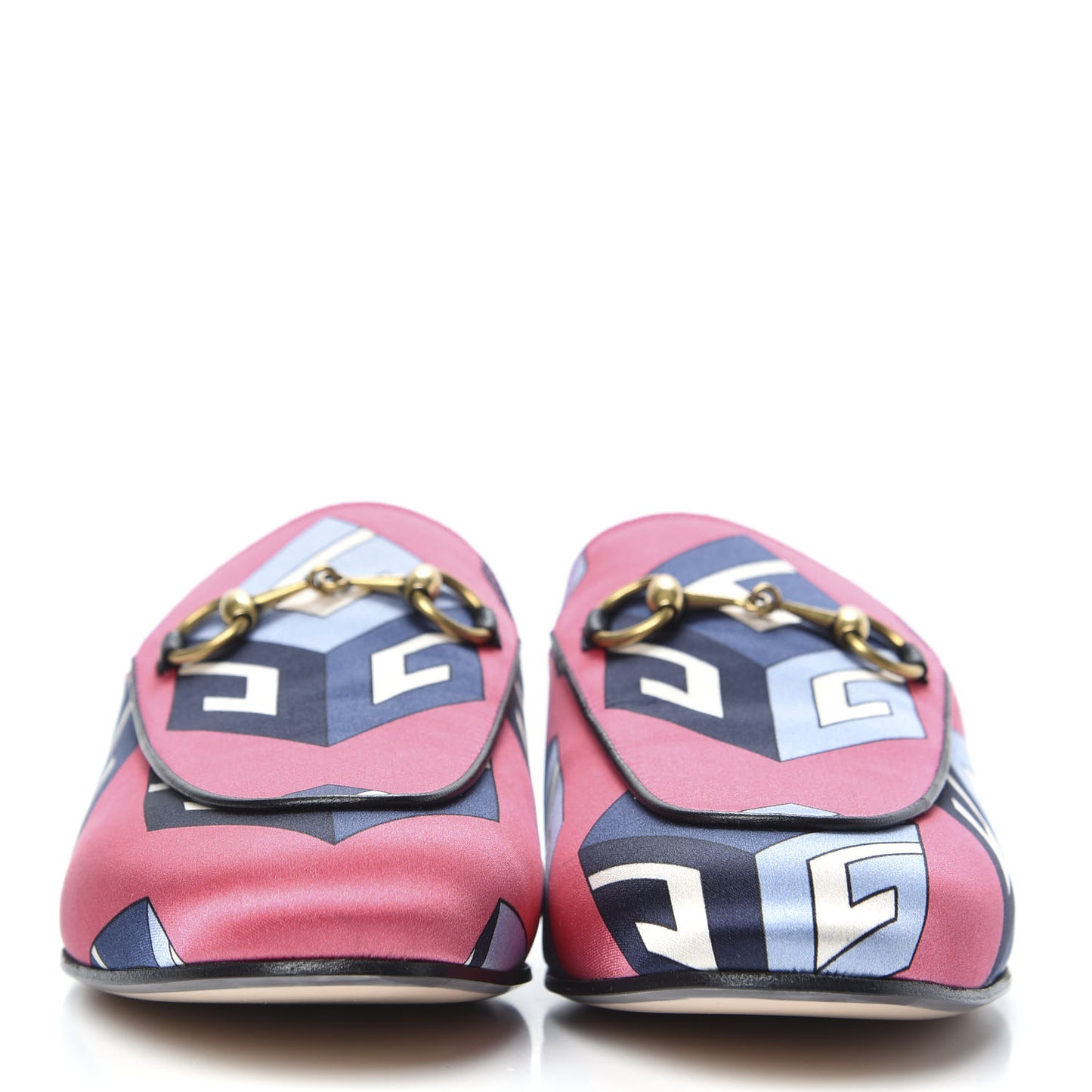 Satin GG Wallpaper Womens Princetown Slippers 36 Pink Flamboyant Blue Black