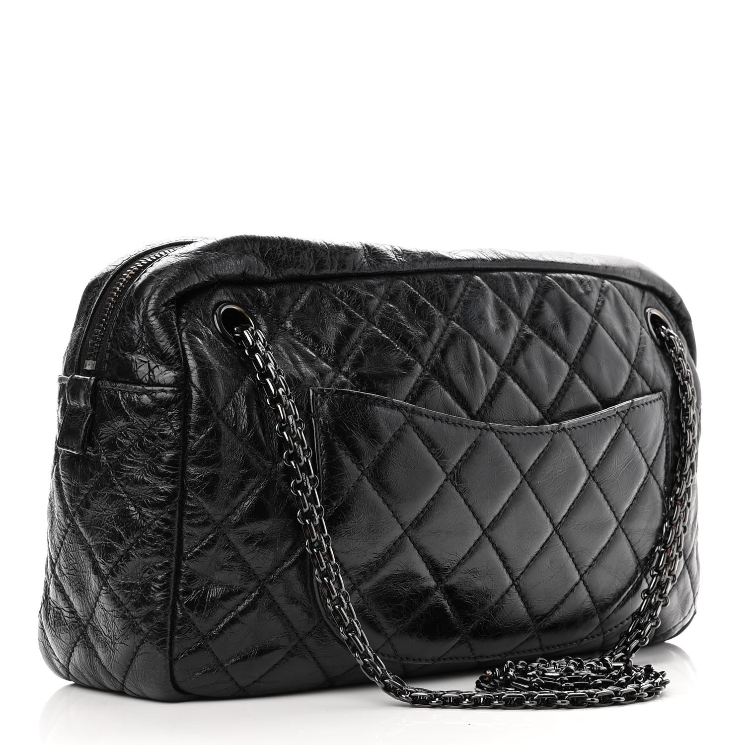 Chanel Metallic Aged Calfskin Quilted Medium Reissue Camera Case Black 3 of 14