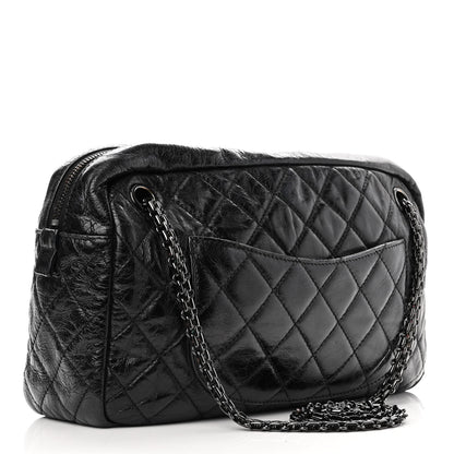 Chanel Metallic Aged Calfskin Quilted Medium Reissue Camera Case Black 3 of 14