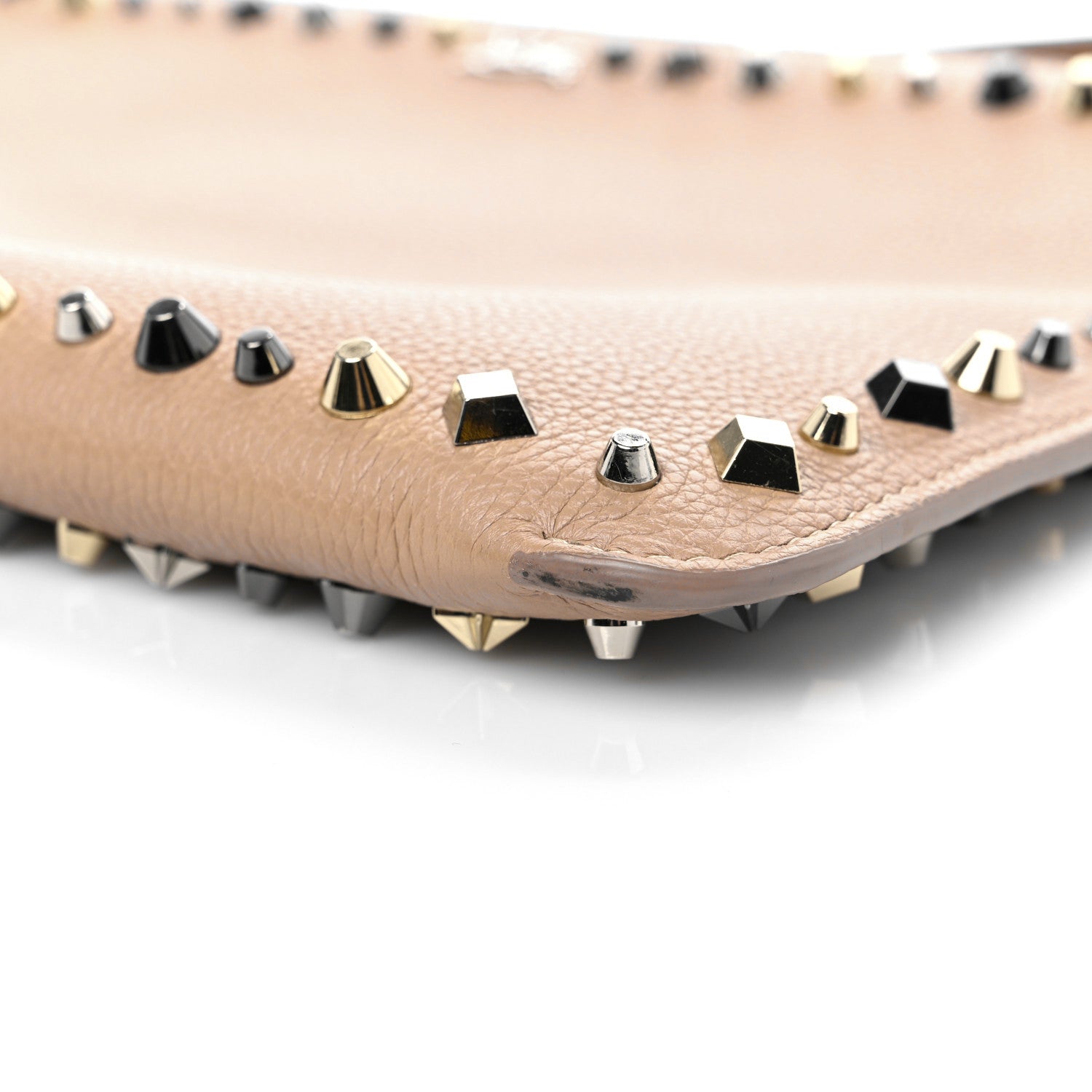 Christian Louboutin Calfskin Empire Trashmix Spike Loubiclutch Clutch Beige 7 of 9