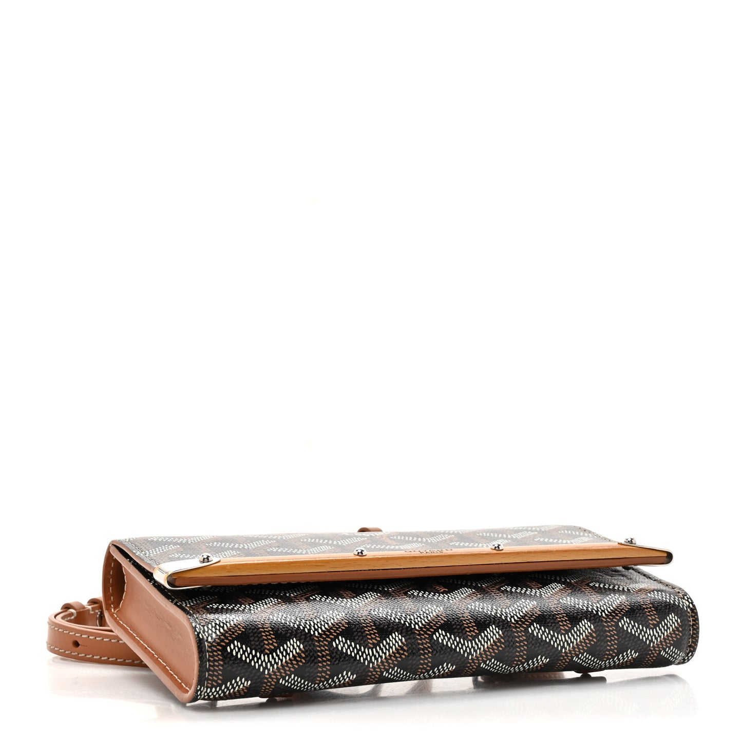 Goyardine Monte Carlo Bois Clutch With Strap Black Gold