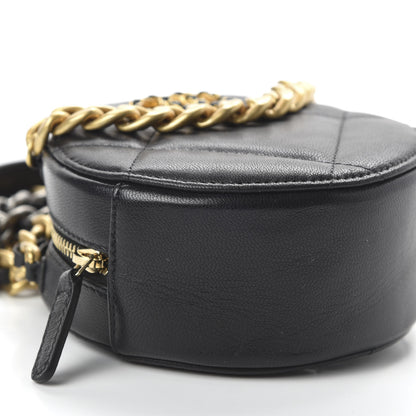 Chanel Goatskin Quilted 19 Round Clutch With Chain Black 6 of 10