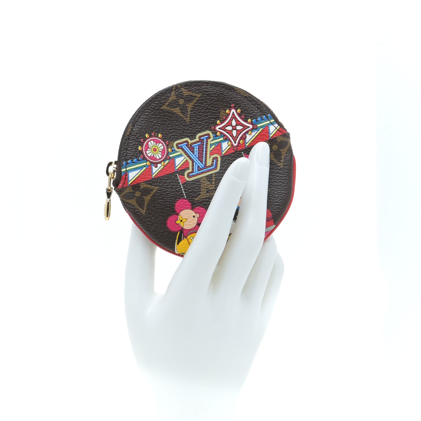 Monogram 2020 Christmas Animation Bumper Cars Round Coin Purse Coquelicot