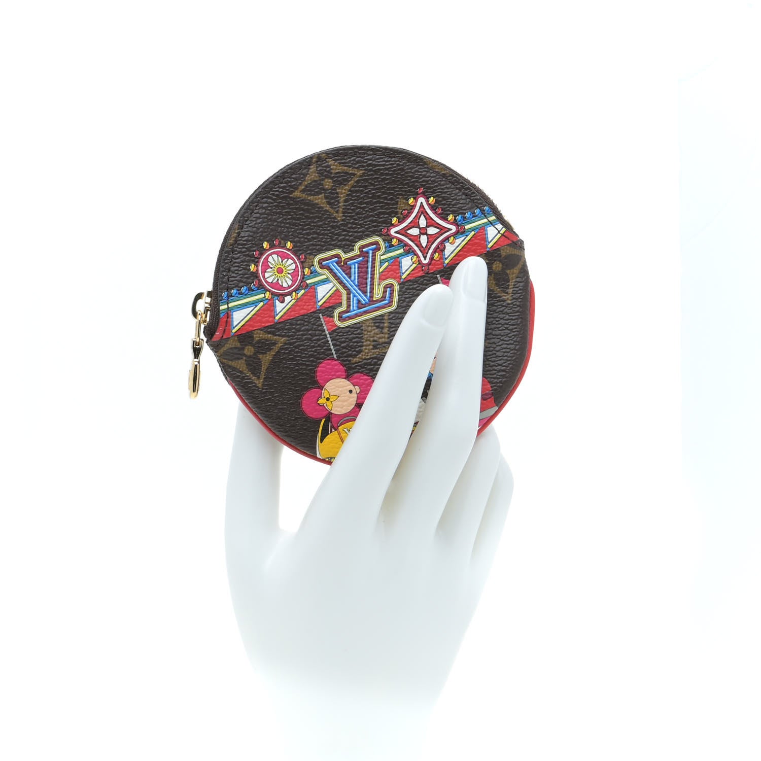 Louis Vuitton Monogram 2020 Christmas Animation Bumper Cars Round Coin Purse Coquelicot 2 of 10