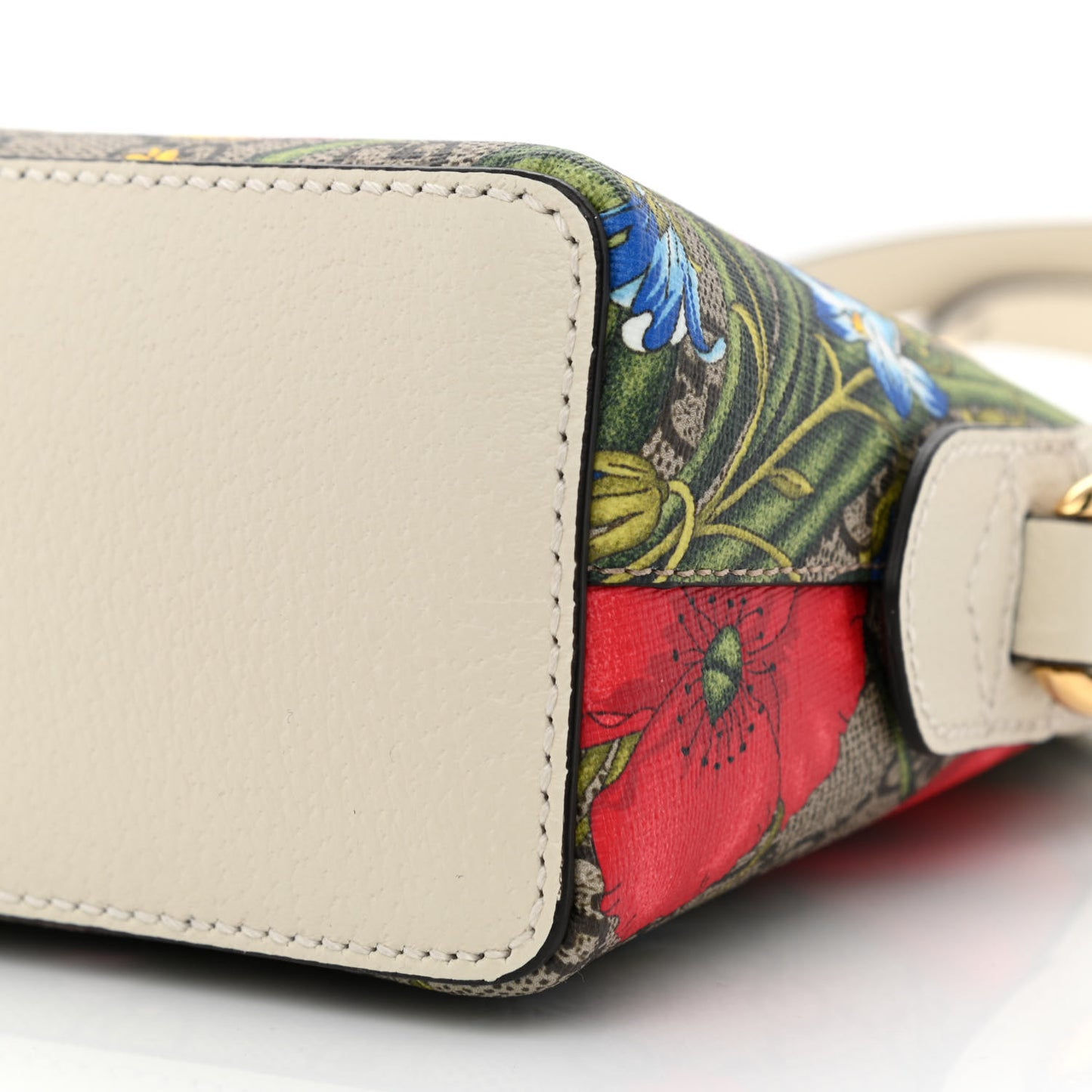 GG Supreme Monogram Flora Web GG Small Ophidia Dome Shoulder Bag White