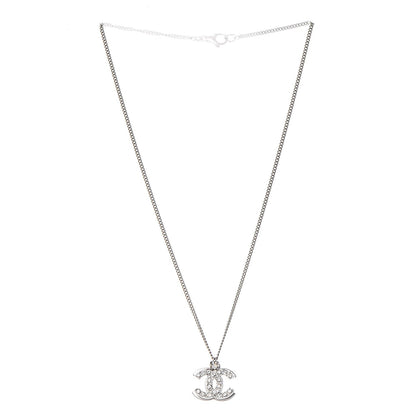 Chanel Crystal CC Necklace Silver 3 of 7