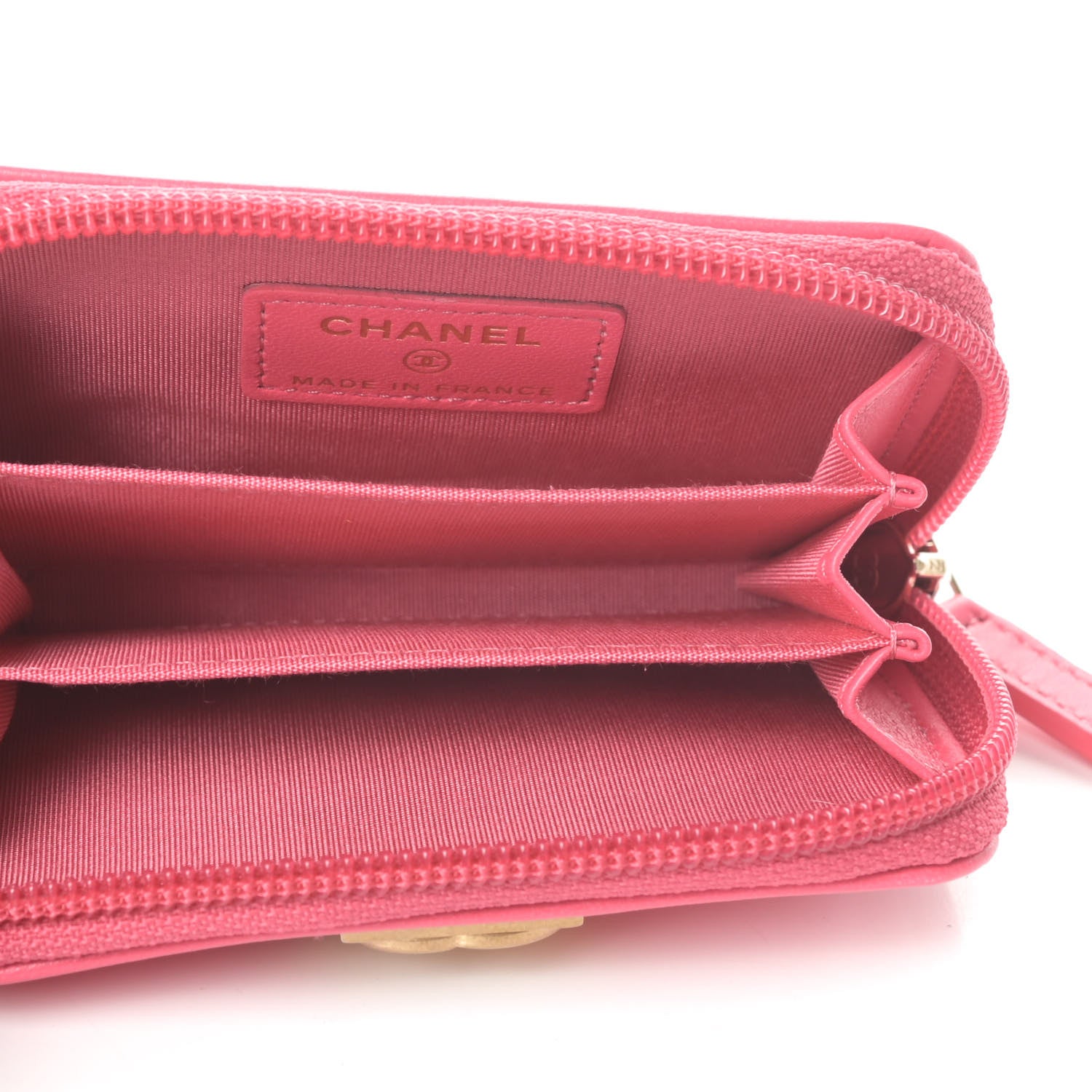 Chanel Lambskin Quilted Boy Zip Around Coin Purse Wallet Pink 5 of 8