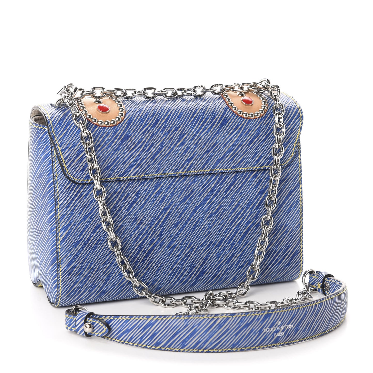 Epi Studded Twist Shoulder Bag MM Denim Light