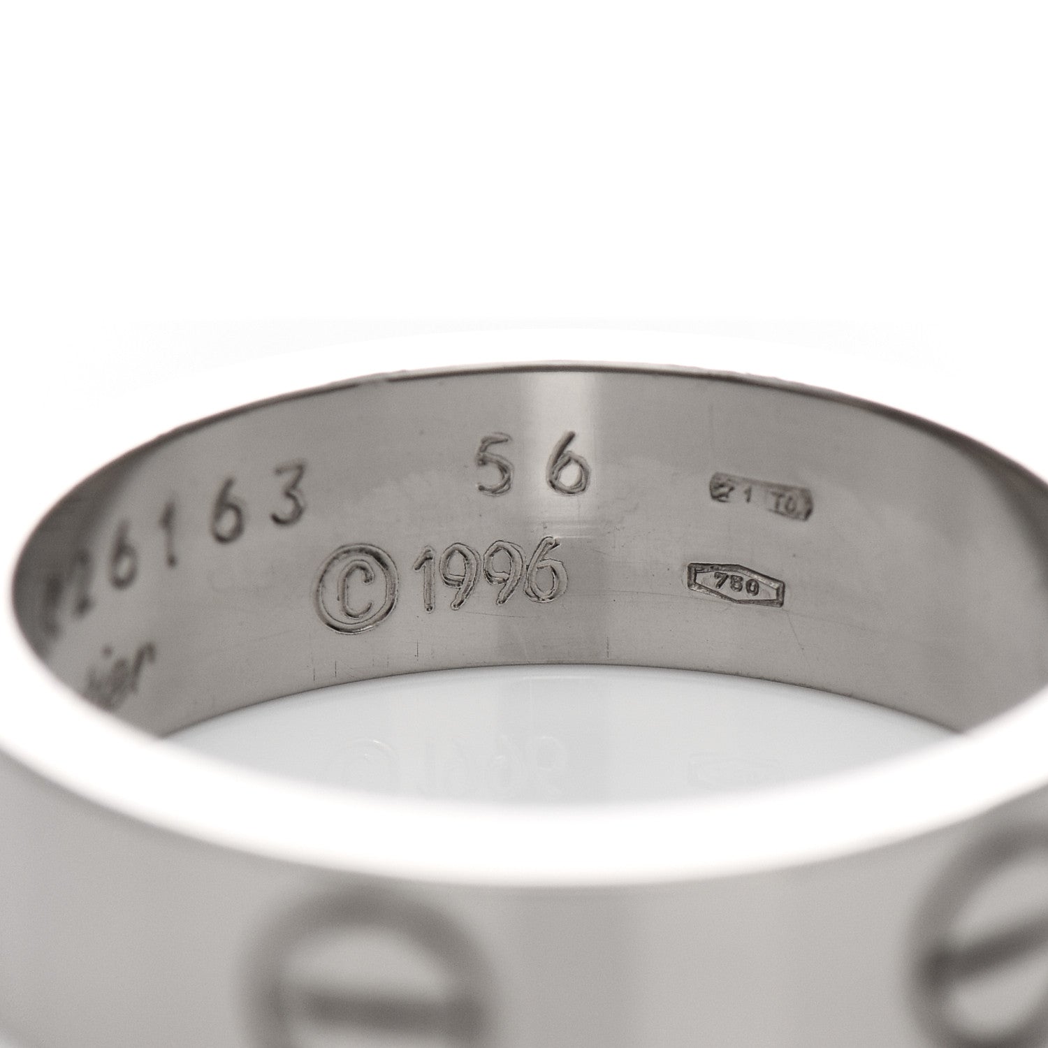 Cartier 18K White Gold 5.5mm LOVE Ring 56 7.5 5 of 6