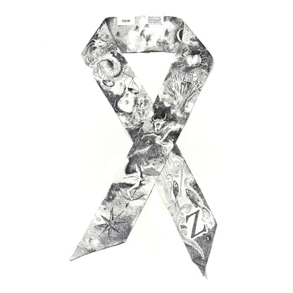 Christian Dior Silk ABCDior "Z" Mitzah Scarf Bleu Marine 1 of 4