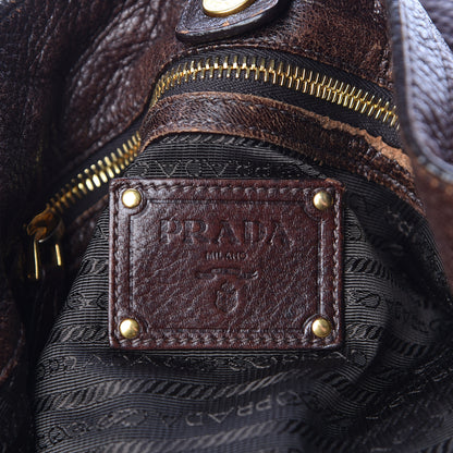 Prada Vitello Daino Zip Hobo Bruciato 6 of 17