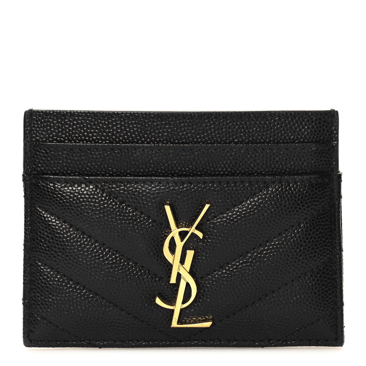 Grain De Poudre Matelasse Chevron Monogram Credit Card Case Black