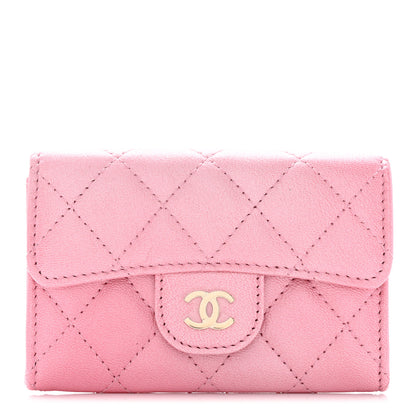 Chanel Cloudy Pearly Goatskin Quilted Flap Card Holder Wallet Pink 1 of 10