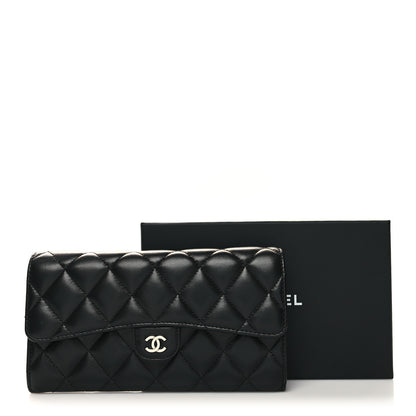 Chanel Lambskin Quilted Large Gusset Flap Wallet Black 13 of 13