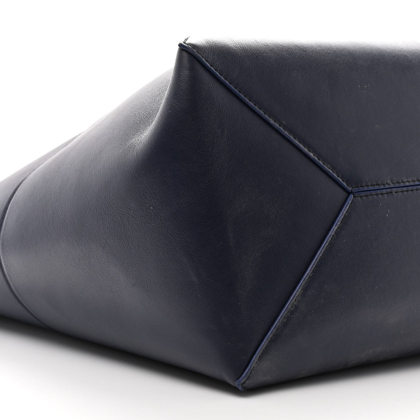 Shiny Calfskin XL Puzzle Fold Tote Abyss Blue