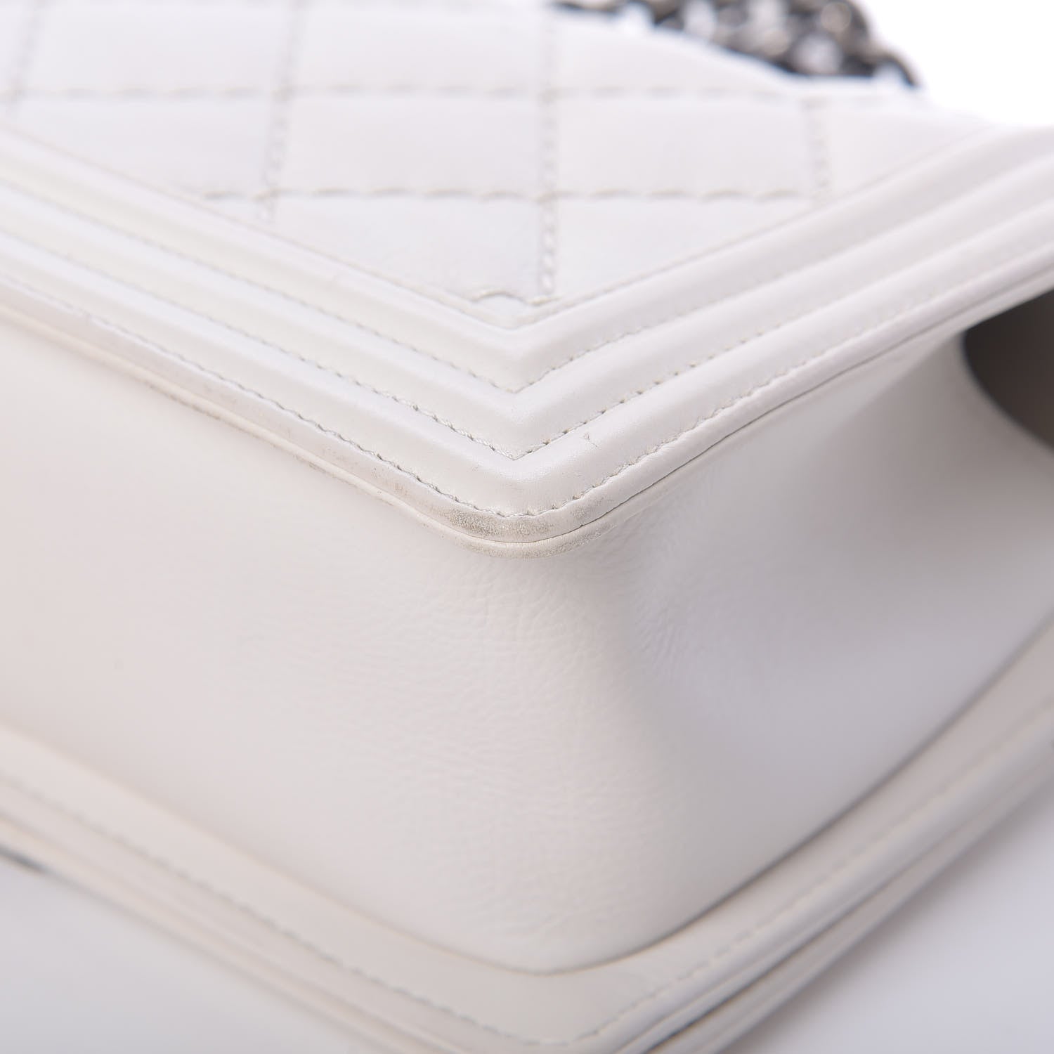 Chanel Calfskin Double Stitch Medium Boy Flap White 14 of 17