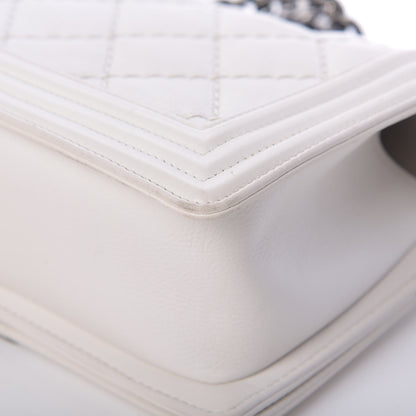 Chanel Calfskin Double Stitch Medium Boy Flap White 14 of 17