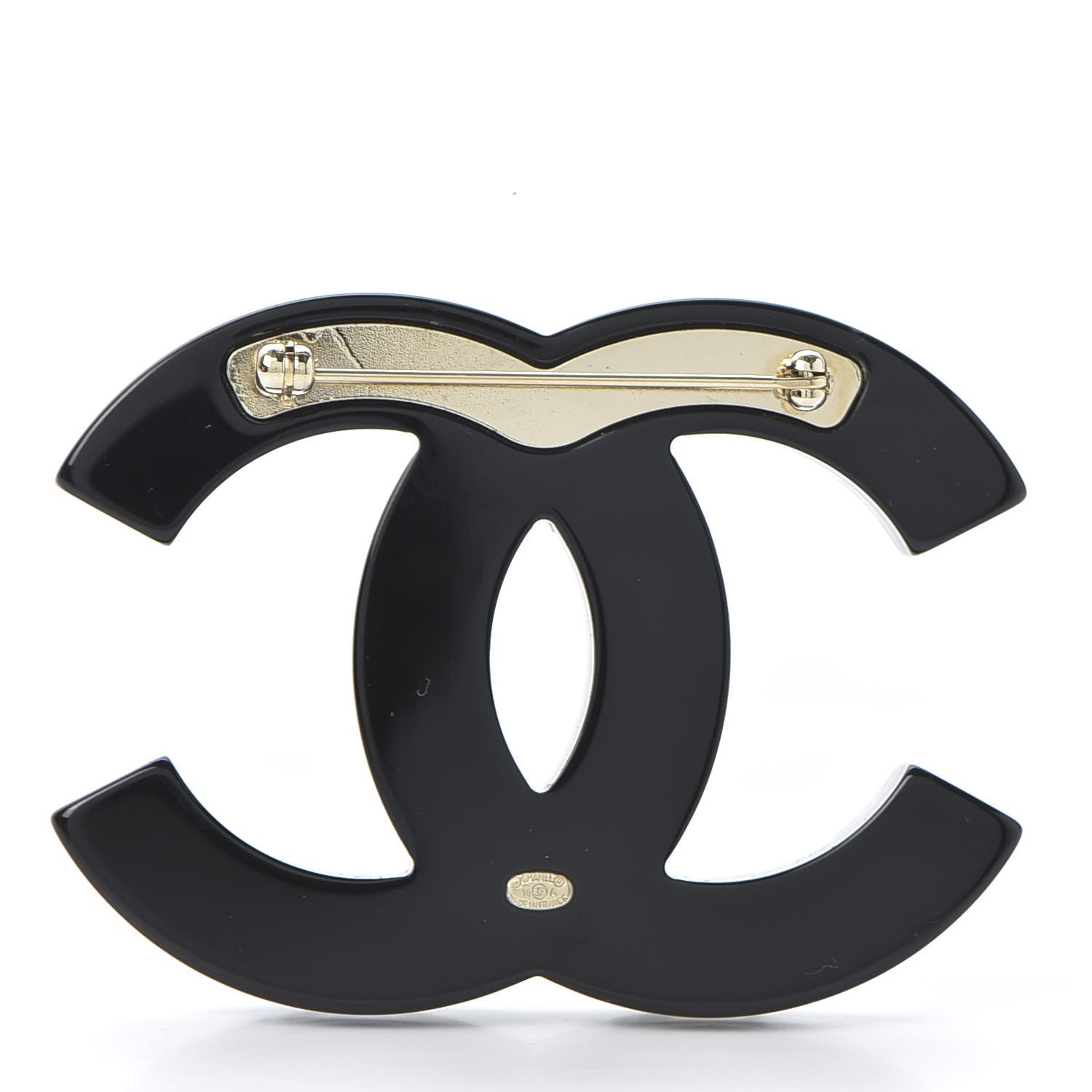 Chanel Resin Metal CC Brooch Blue Black 2 of 4
