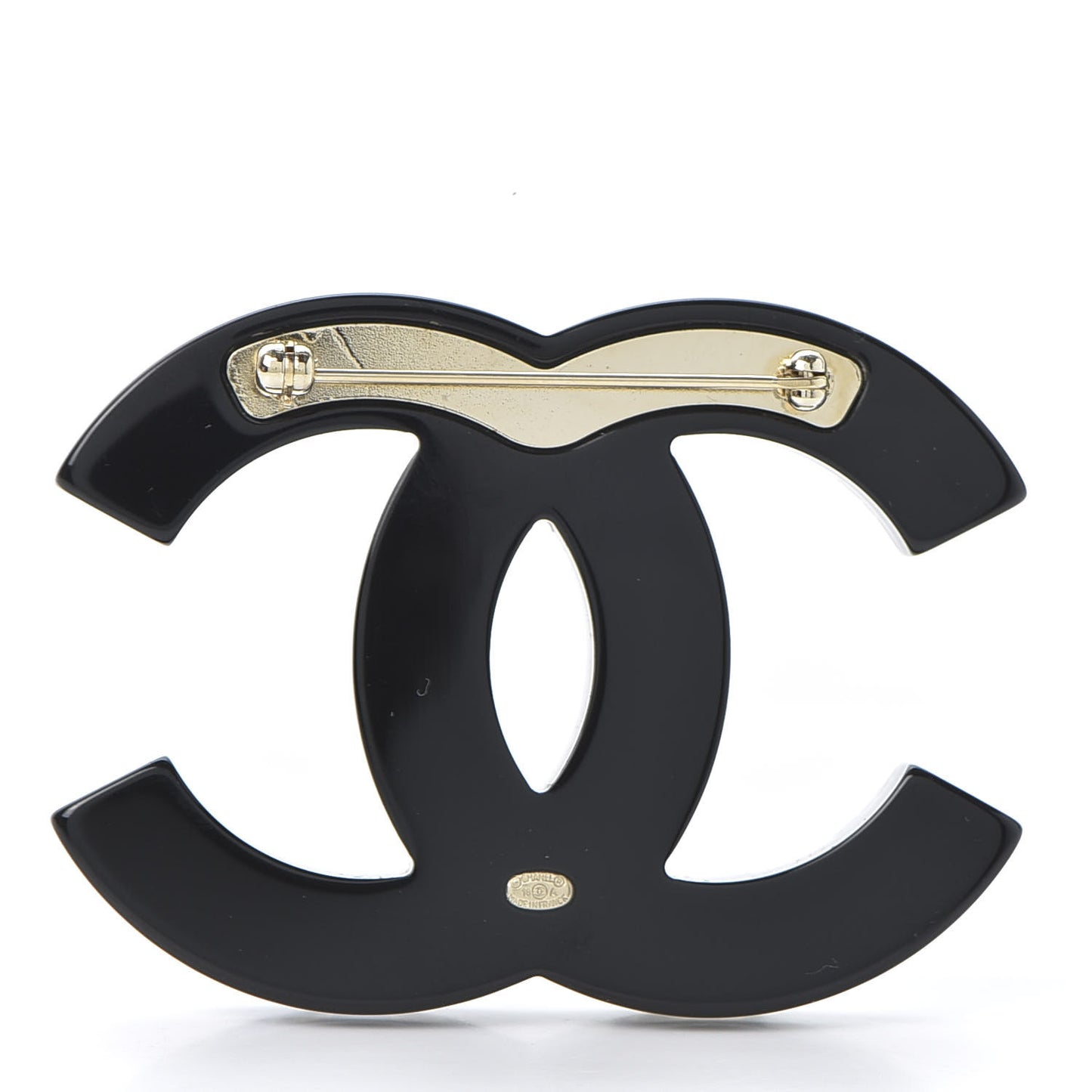 Resin Metal CC Brooch Blue Black
