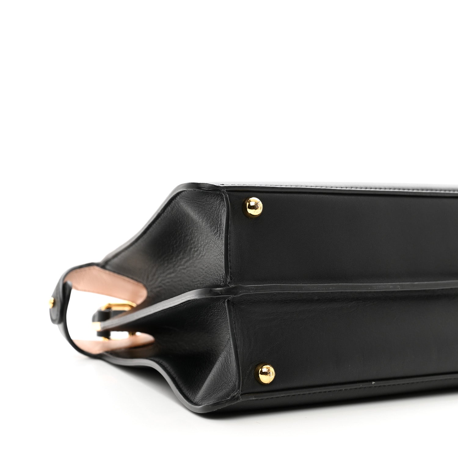 Fendi Vitello Seta Shiny Nappa Medium Peekaboo I SEE U Satchel Black Light Rose 8 of 9
