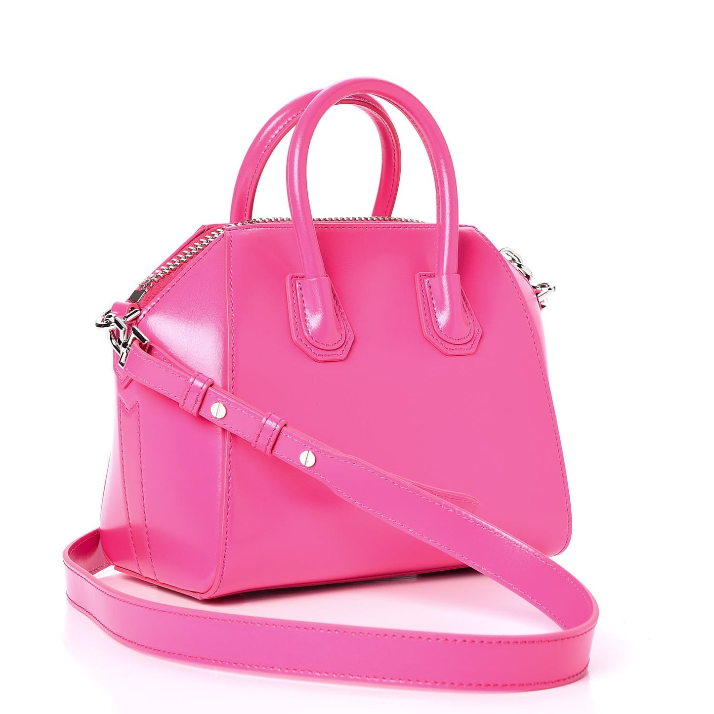 Shiny Lord Calfskin Mini Antigona Shocking Pink