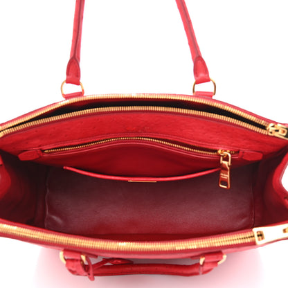 Prada Ostrich Large Galleria Double Zip Tote Fuoco 5 of 11