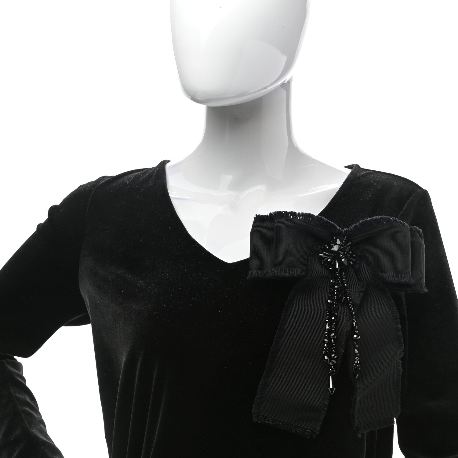 Gucci Grosgrain Crystal Bow Brooch Black 2 of 5