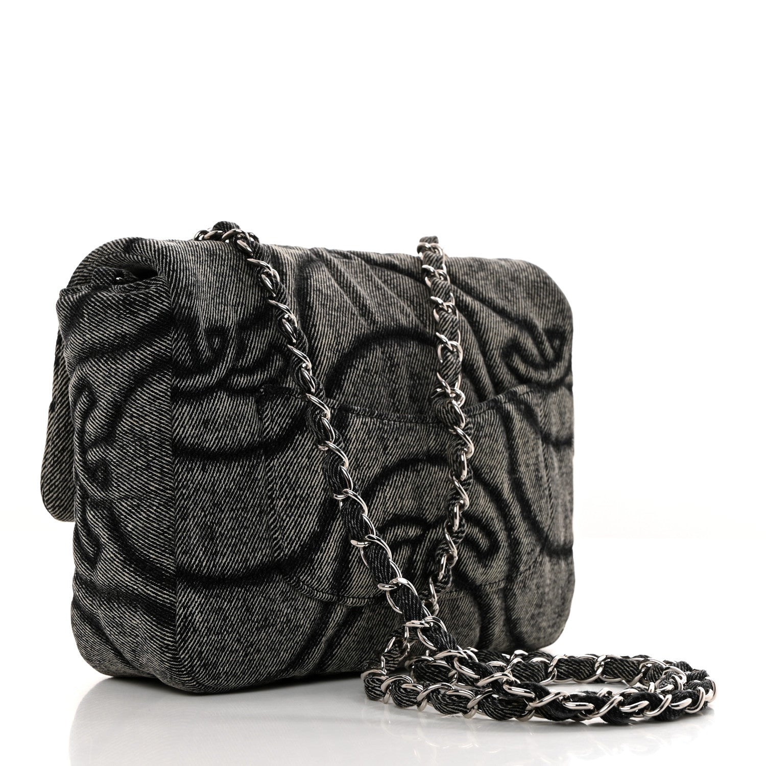 Chanel Denim Stitched Mini Square Flap Black 2 of 10