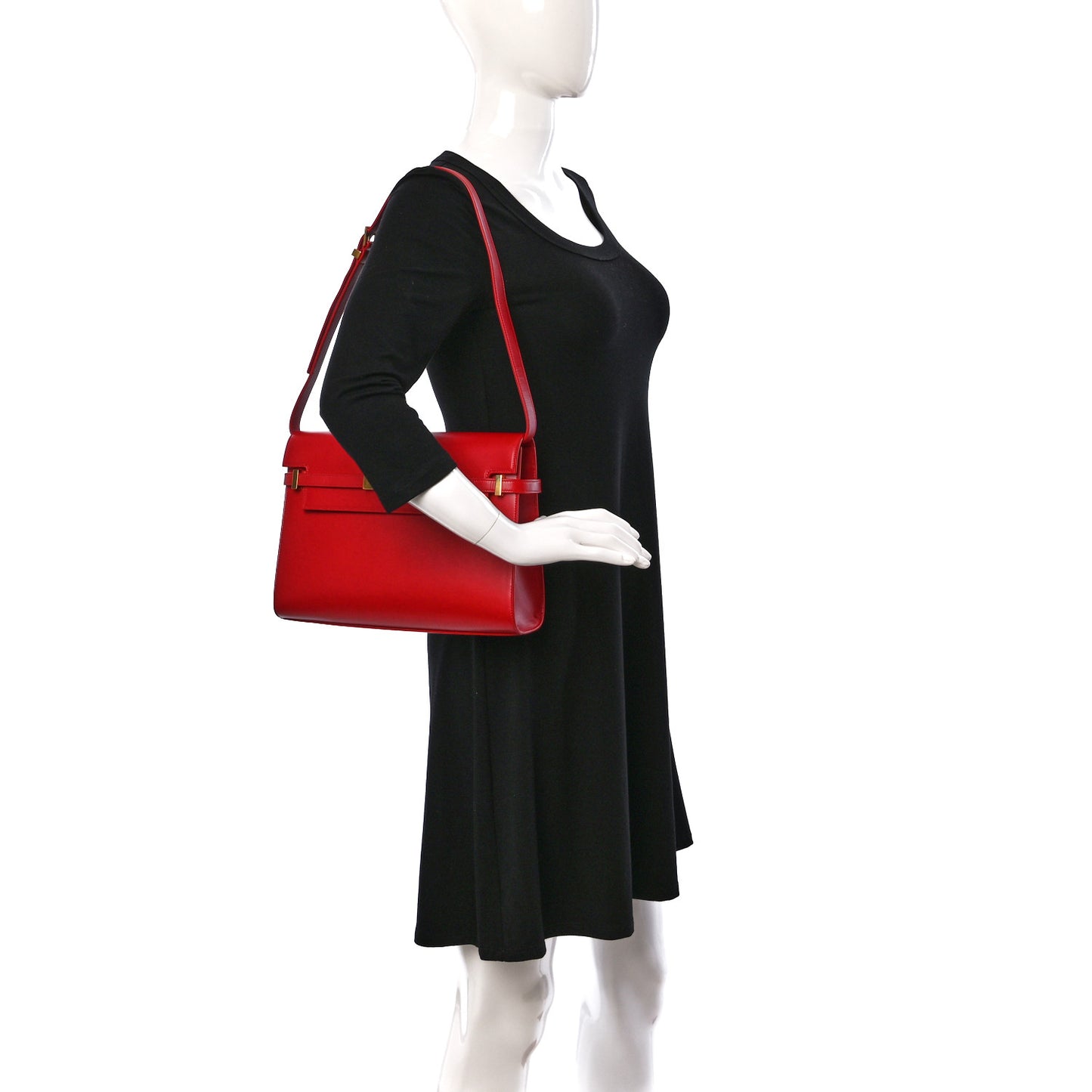 Smooth Calfskin Manhattan Shoulder Bag Rouge Eros