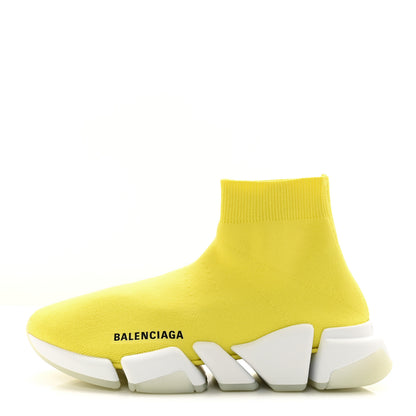 Balenciaga Ribbed Knit Womens Speed 2.0 Transparent Sole Sneakers 39 Yellow 1 of 7