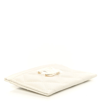 Chanel Caviar Metal Quilted Striated CC Card Holder White 4 of 9