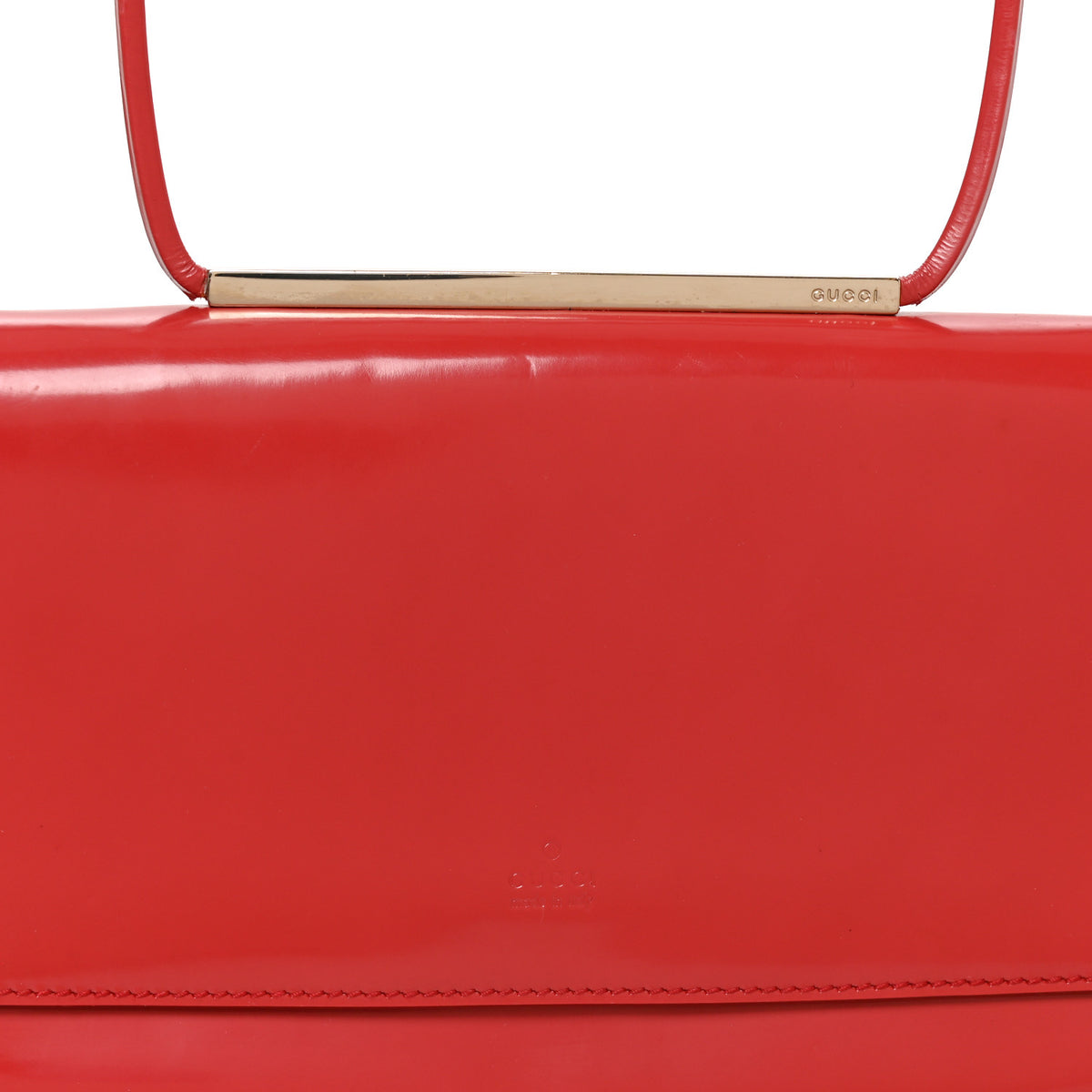 Gucci Calfskin Metal Bar Handbag Red 8 of 10