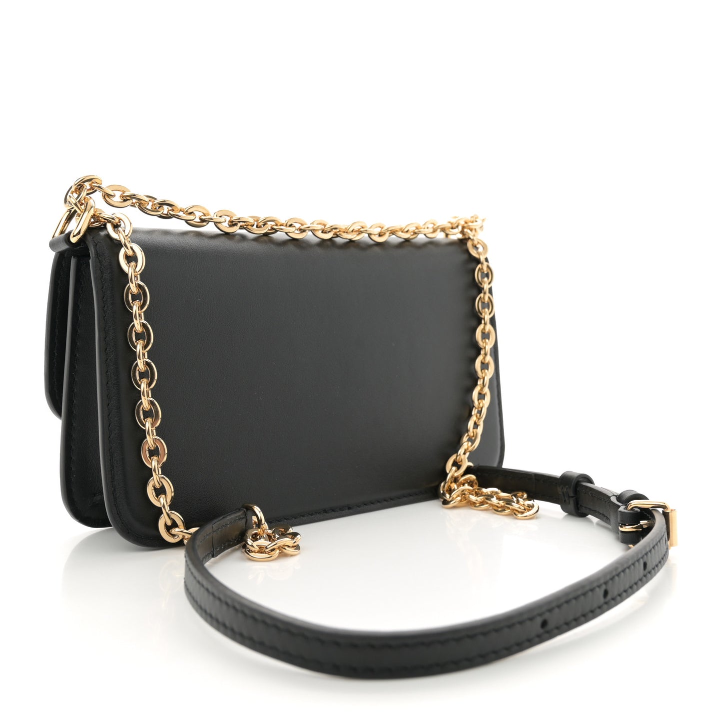 Calfskin LV Bloom Wallet On Chain Black
