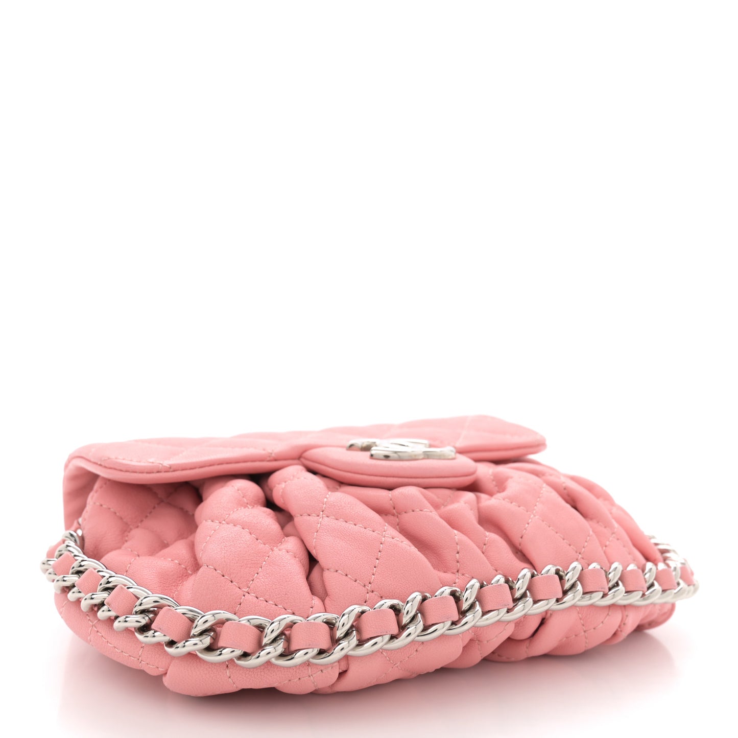 Washed Lambskin Quilted Mini Chain Around Messenger Pink
