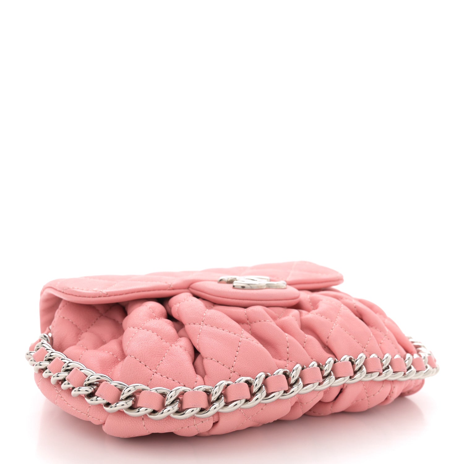 Chanel Washed Lambskin Quilted Mini Chain Around Messenger Pink 4 of 14
