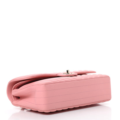 Chanel Caviar Flat Chevron Quilted Medium Double Flap Pink 4 of 12