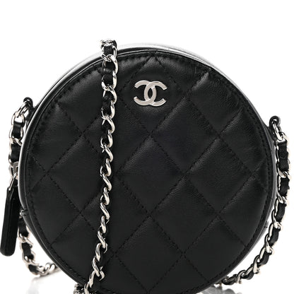 Chanel Lambskin Quilted Round Clutch With Chain Black 8 of 11