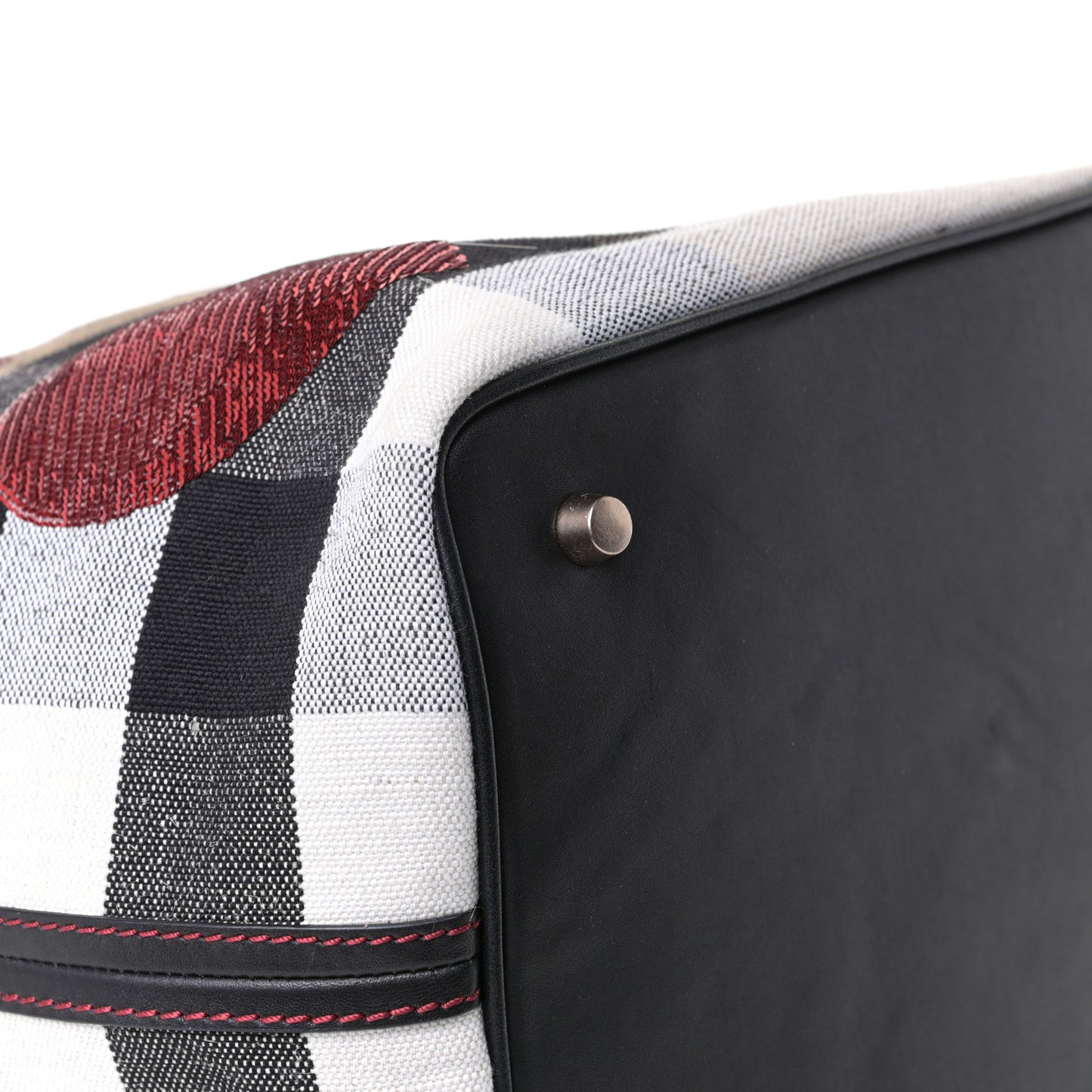 Canvas Mega Check Sequin Heart Medium Ashby Hobo Black
