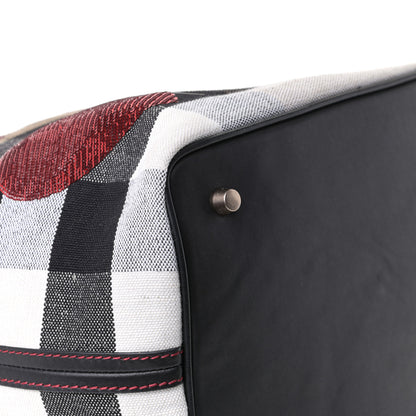 Burberry Canvas Mega Check Sequin Heart Medium Ashby Hobo Black 8 of 13