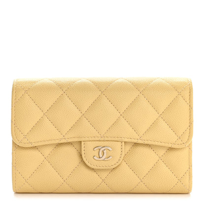 Chanel Caviar Quilted Medium Flap Wallet Light Yellow 1 of 8