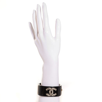 Chanel Resin Baguette Crystal CC Cuff Black 2 of 7